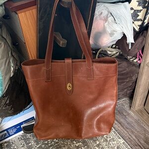 Fossil Tan Leather Tote Bag